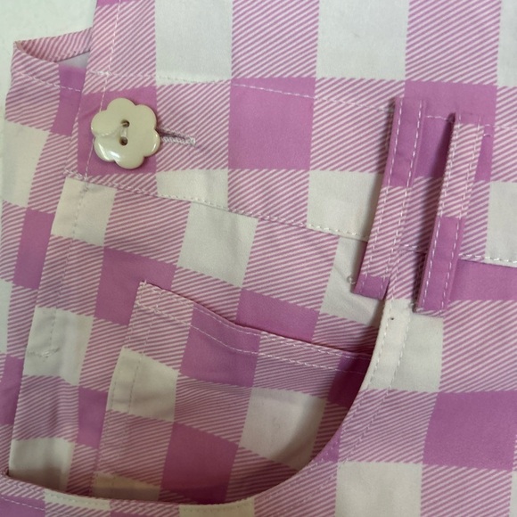 NWOT Sugar Thrillz pink heart plaid gingham flower button details Small - Picture 4 of 9